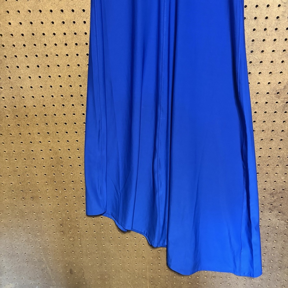 Calvin Klein Asymmetric Midi Dress Medium Cobalt Blue Mock Neck Short Sleeve - Picture 4 of 6